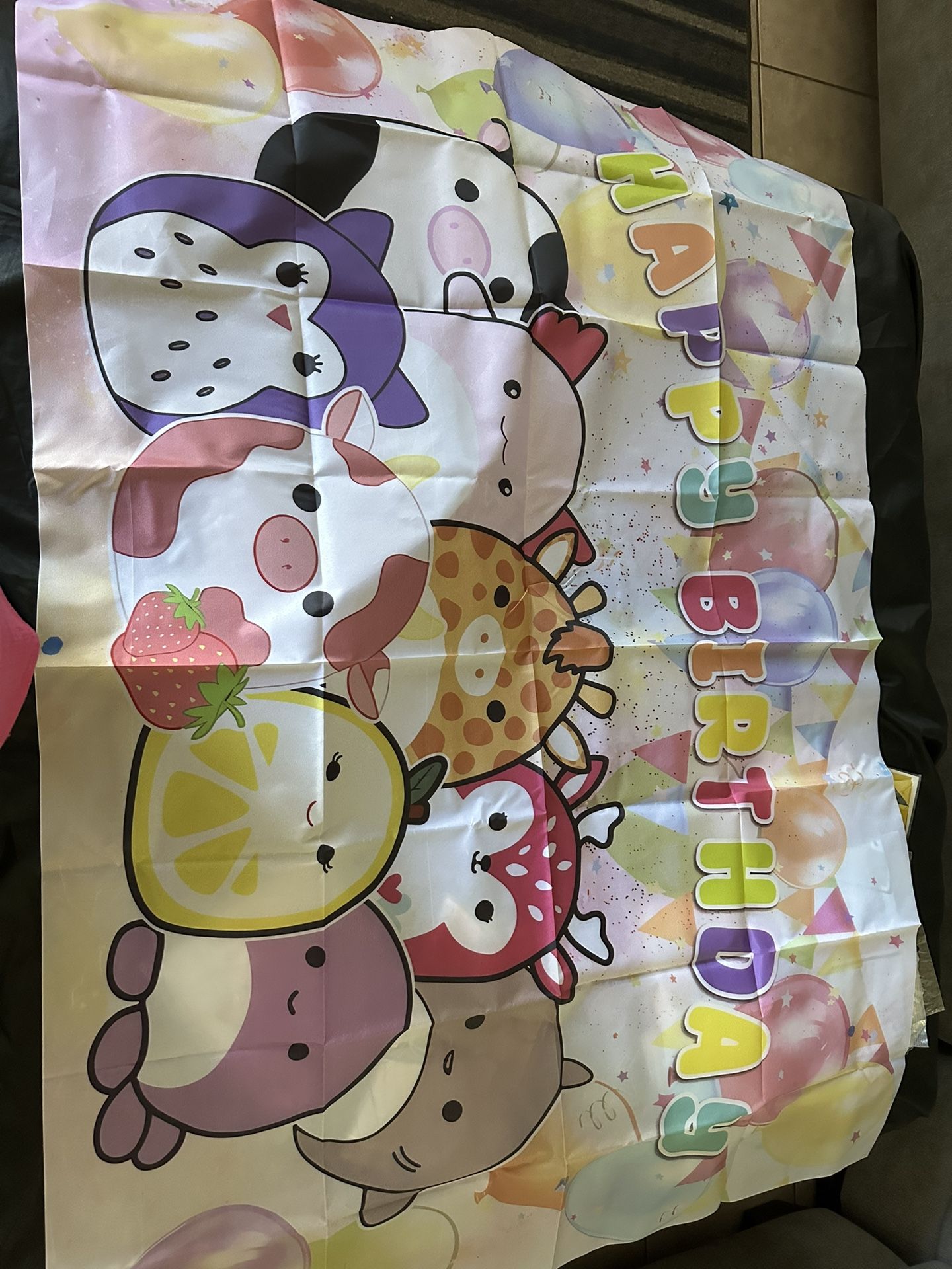 Squishmallow happy birthday decoration backdrop