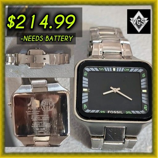 RARE* Retro FOSSIL Big Tic Atari Space Invaders Watch BG 1020