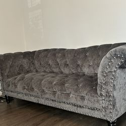 Gray  Upholstered Sofa With Set