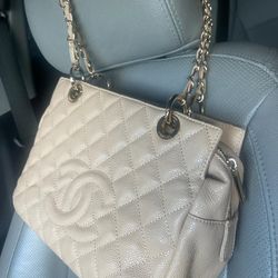 Beige Chanel Leather Bag 