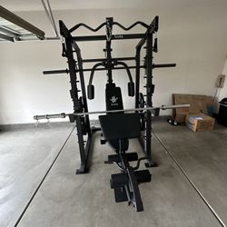 Vesta Fitness Smith Machine 2001 w/Bench Attachment | 230lb Bumpers Weights | 7ft Olympic Bar | Fitness | Gym Equipment | FREE DELIVERY 🚚 