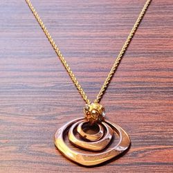Rose Gold And Gold Plated Silver Chain And Pendant With Gemstones 