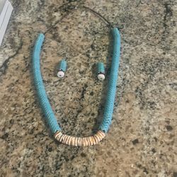 Native American handmade Heishi necklace and earring set
