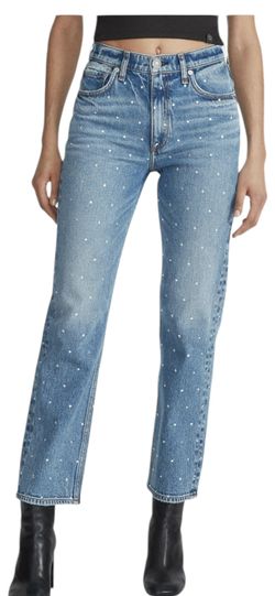 Rag & Bone Harlow Jewel-Embellished  Straight Leg Jeans