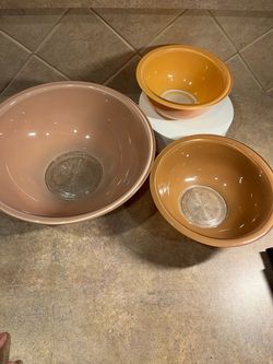 Pyrex Mixing Nesting Bowls w/Clear Glass Bottoms Made in USA