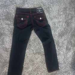 True Religion, Black Pants, Red Stitching