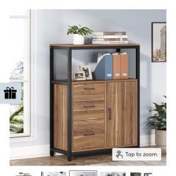 File Cabinet, 3 Drawers Lateral Filing Cabinet with Open Shelves
