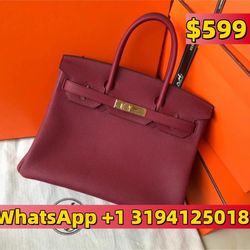 HERMES Birkin 30 Veau Epsom Hand Bag Rouge Vif Square P