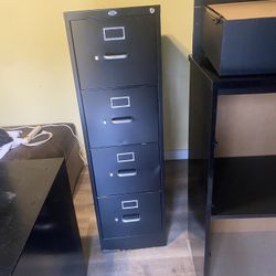 Steel Vertical File Cabinet, Black