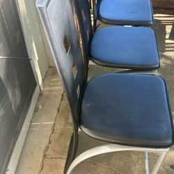 3PCS Ultra-modern Dining Chairs Metal Base and Leather Upholstered Back