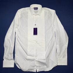 *NWT* Ralph Lauren Purple Label Poplin French Cuff Tuxedo Shirt White, Sz 16