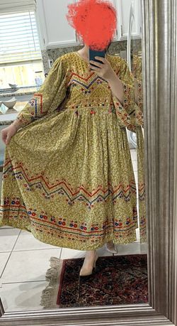 Midi to maxi dress embroidered/ embellished. Pistachio green/multi bran new