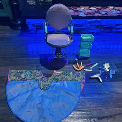 Our Generation Salon Chair Hair Styling Accessories Set For 18” Dolls