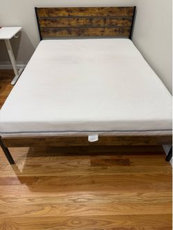 Queen Bed Frame + IKEA Mattress for Sale – Like New