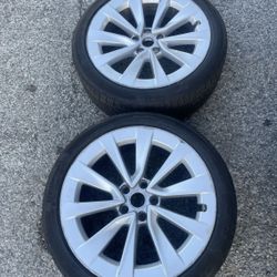 2 - 235/40r19 5x114.3 5x4.5 Tesla Model 3 Y Rims Wheels With Tires Sensors 2022 DOT Good Treads!!