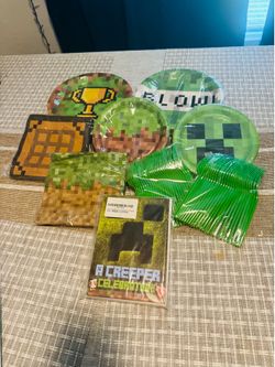 Kids Minecraft Party Set with Invitations! 25 pcs. Brand new! See all pics!