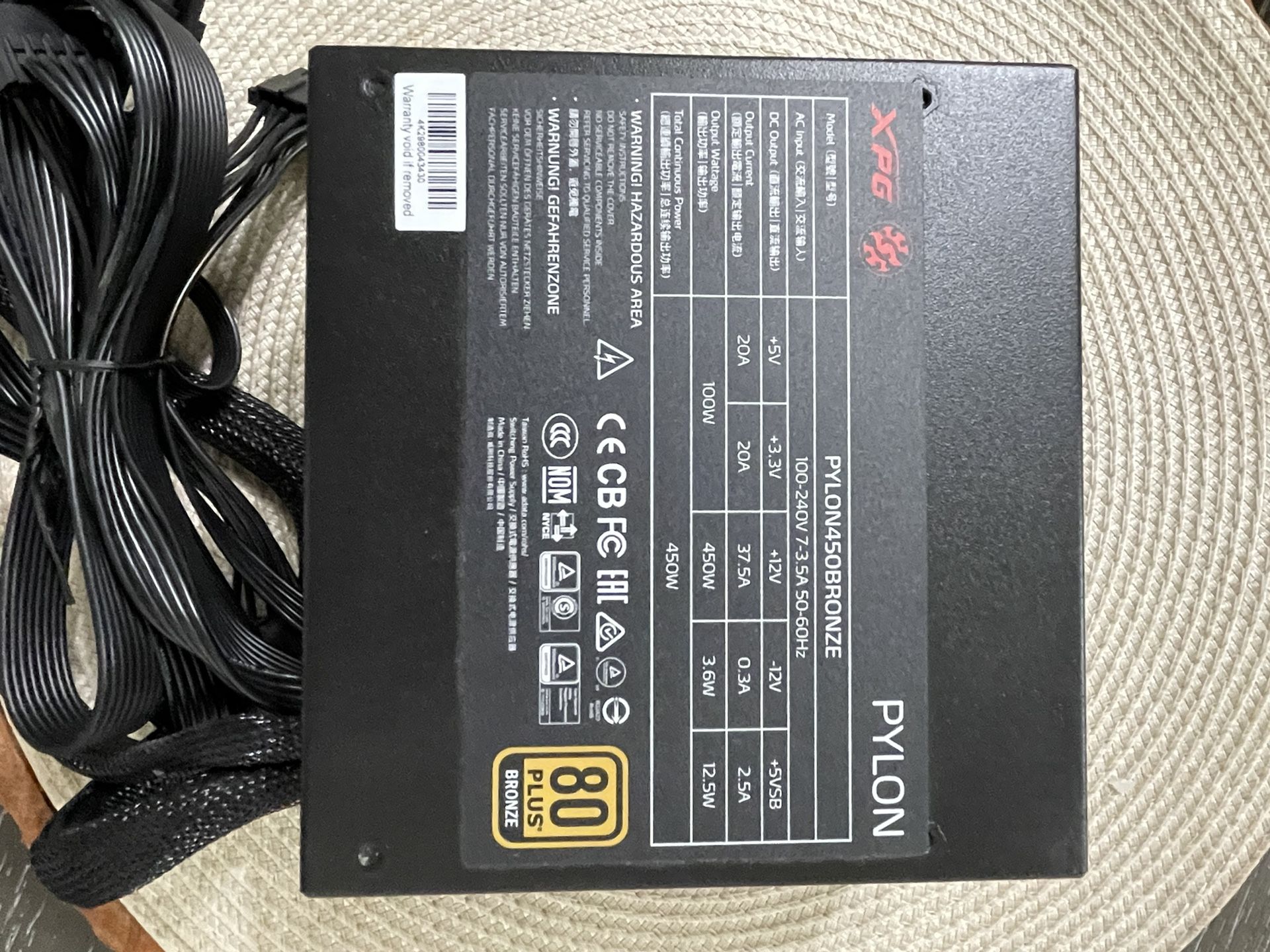 Pylon Xpg PSU 450w 80plus Bronze Good Condition 