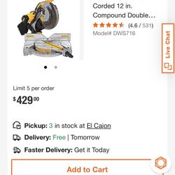 Dewalt Miter Saw DWS716