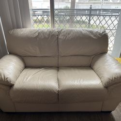 Cream Leather Couch