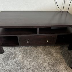 Dark Wood TV Stand with Drawer