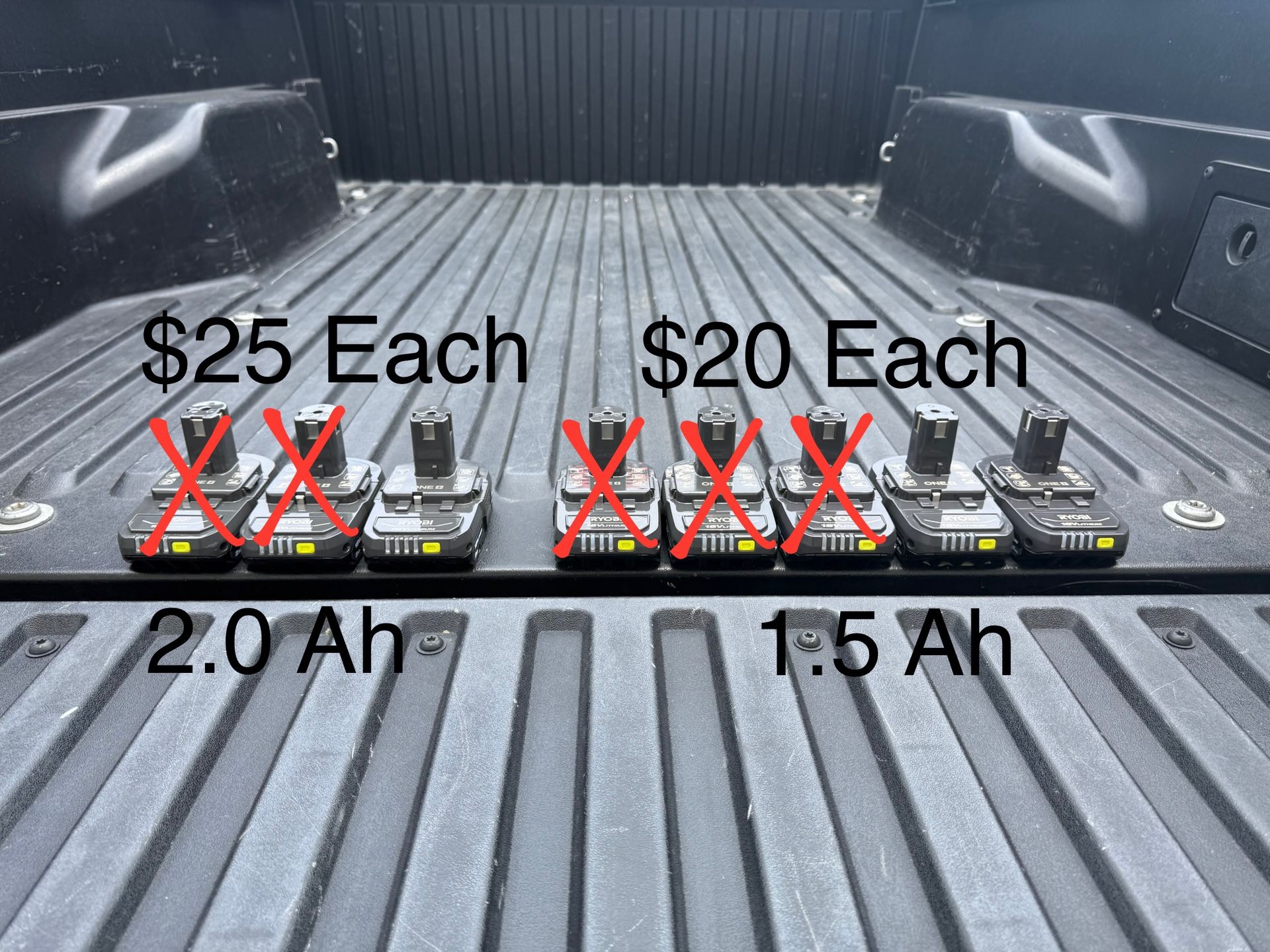 RYOBI 18V 2Ah & 1.5Ah Batteries **See Photo/Description For Pricing**