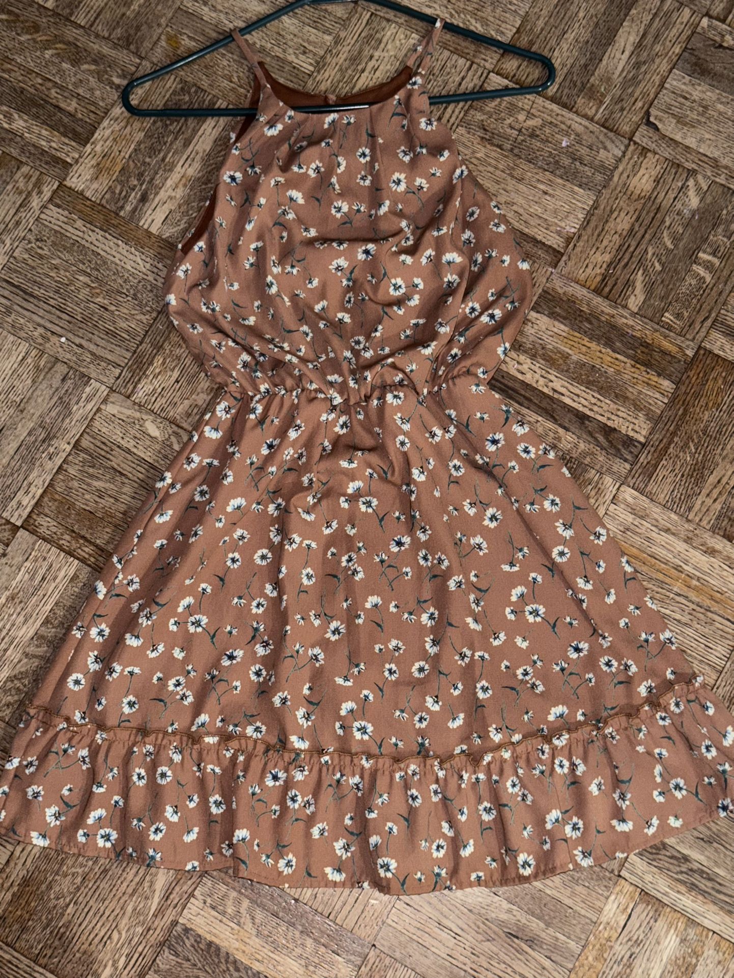 Francesca’s Blue Rain Pink Cowl Neck Sundress