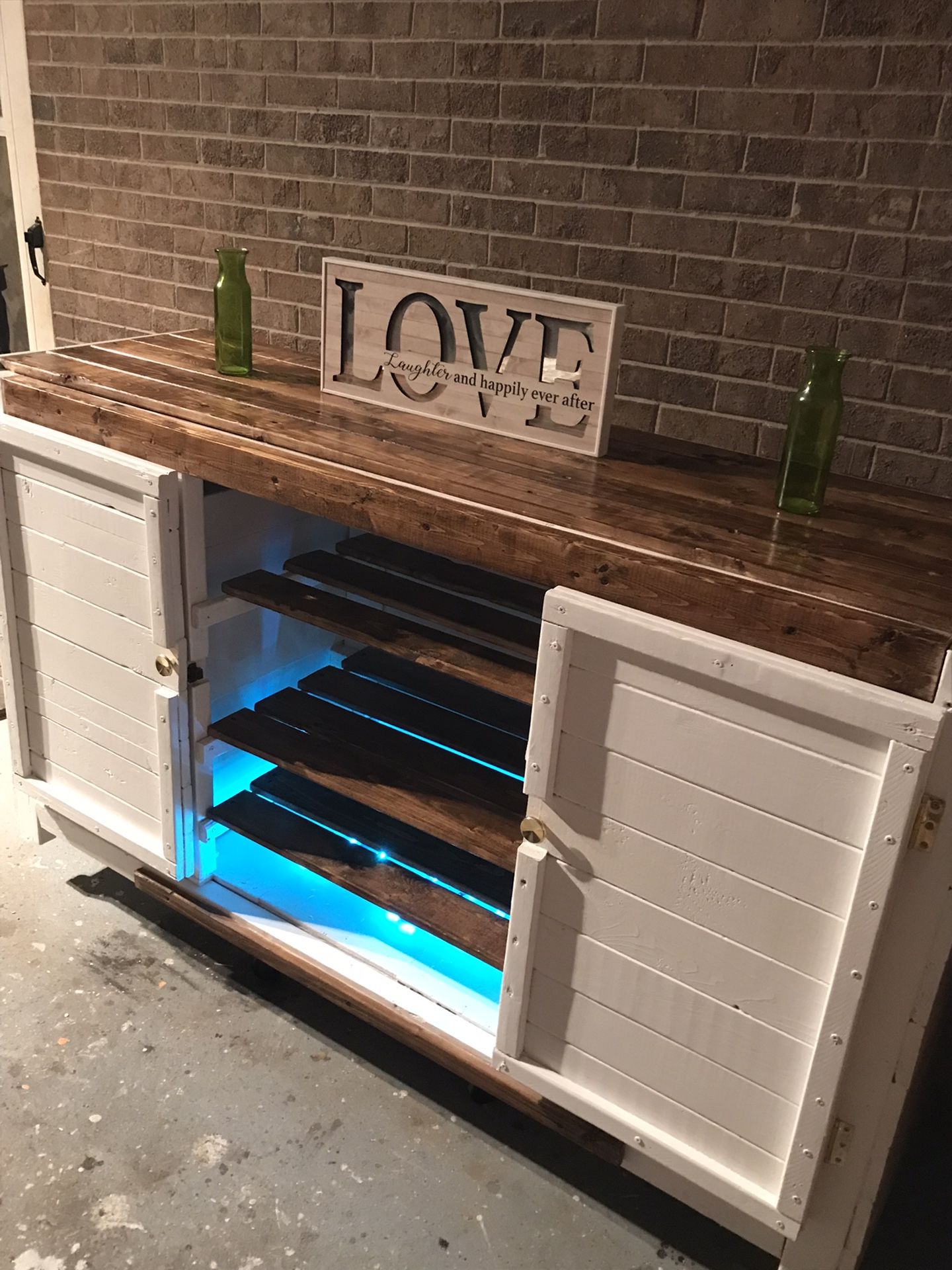 Farmhouse Console With Built In LED Lights …(color Changing With Remote)