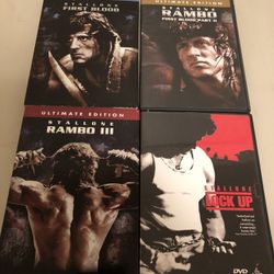 4 DVDS of Sylvester Stallone $2. Ea. 