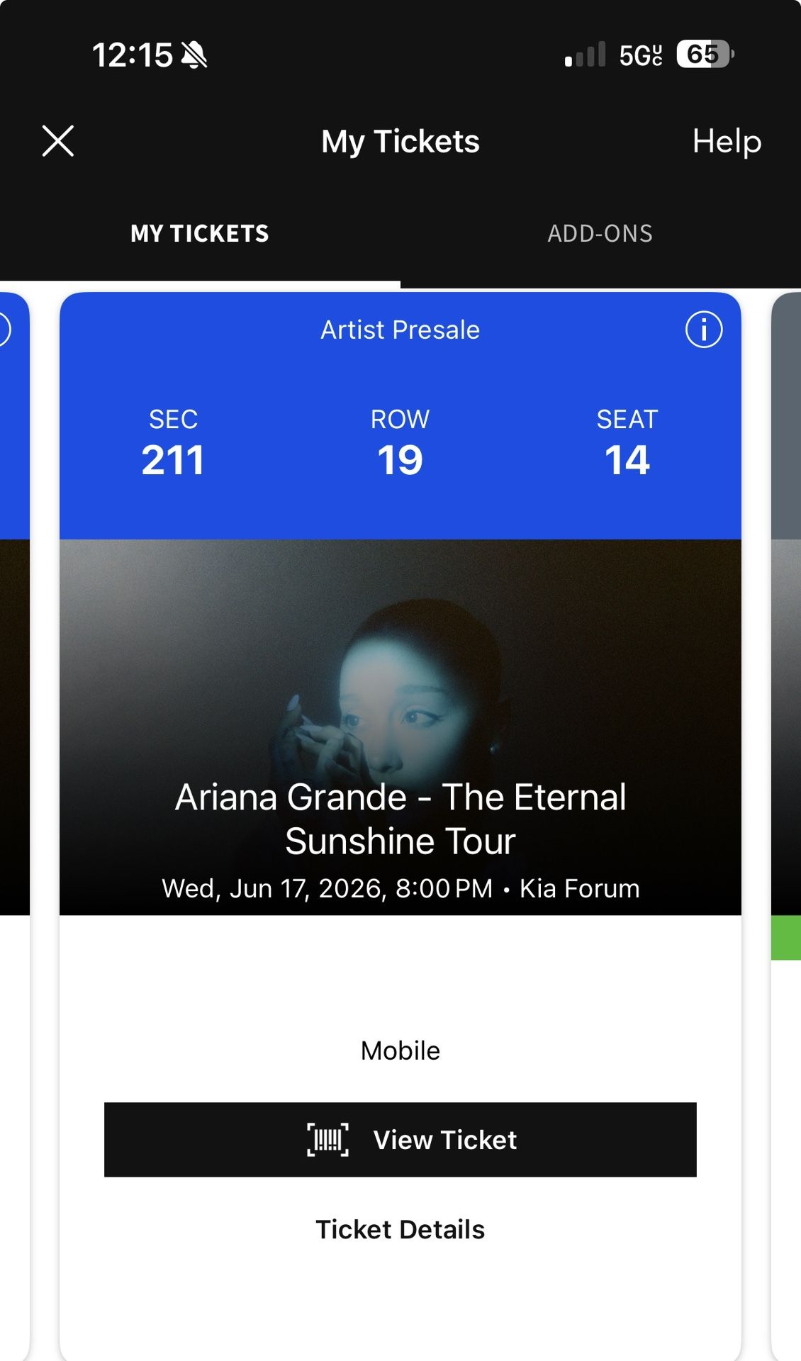 Two ari tickets for sale