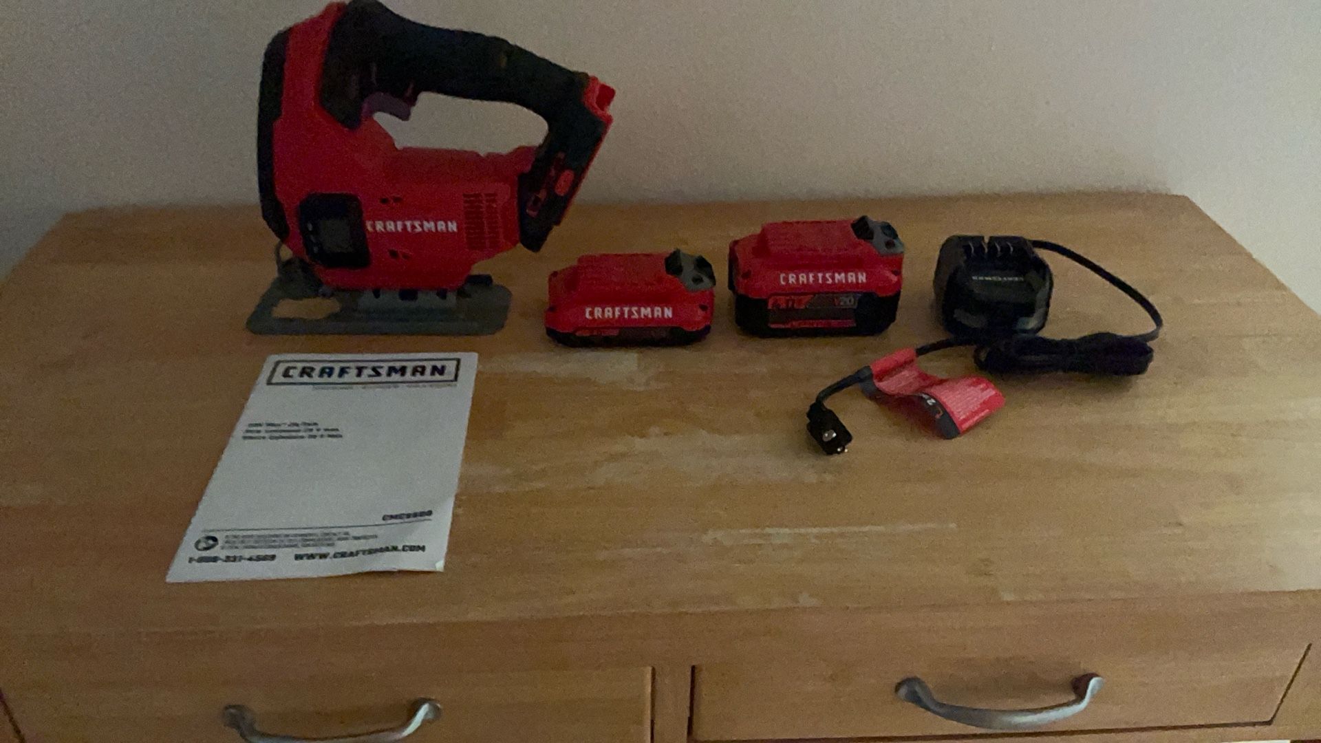 Craftsman V20 Jigsaw WITH 2.0 And 4.0 Ah Batteries; As Well As Compact Charger; With Manual
