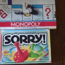Lot Of 2 Vintage Boardgames Sorry Monopoly 