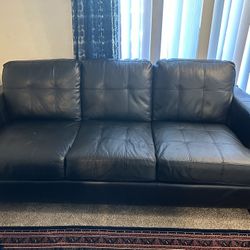 Two Set Of Couches Black Color With Two Coffee Table In Two Size