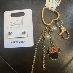 Disney Keychain And Earrings