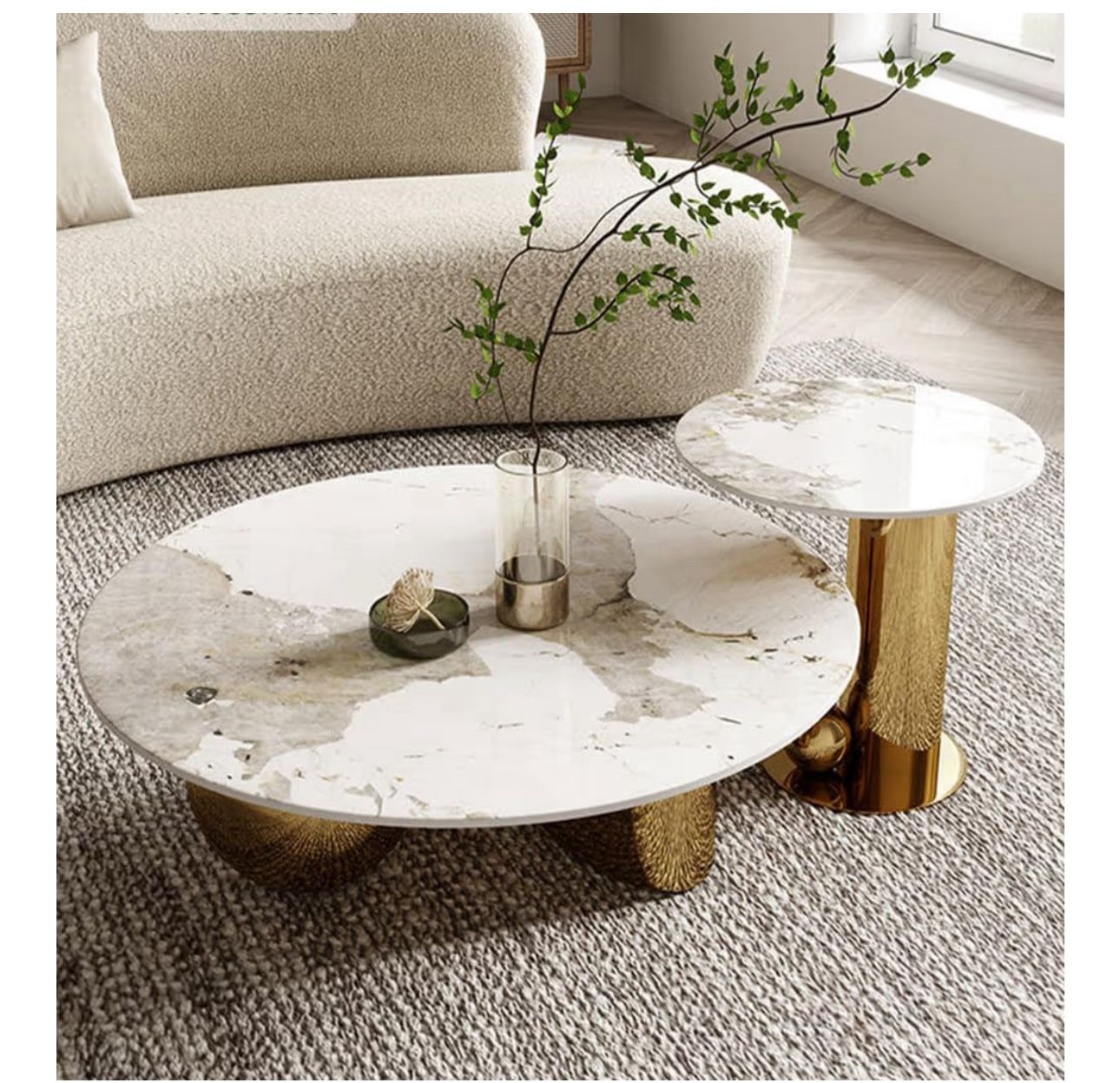 Contemporary Coffee Table Set (Gold)