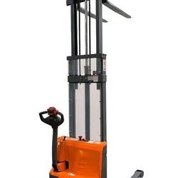 2640lbs Full Electric Straddle Stacker, 118" Lift Height, Adjustable Legs & Forks, T-3042