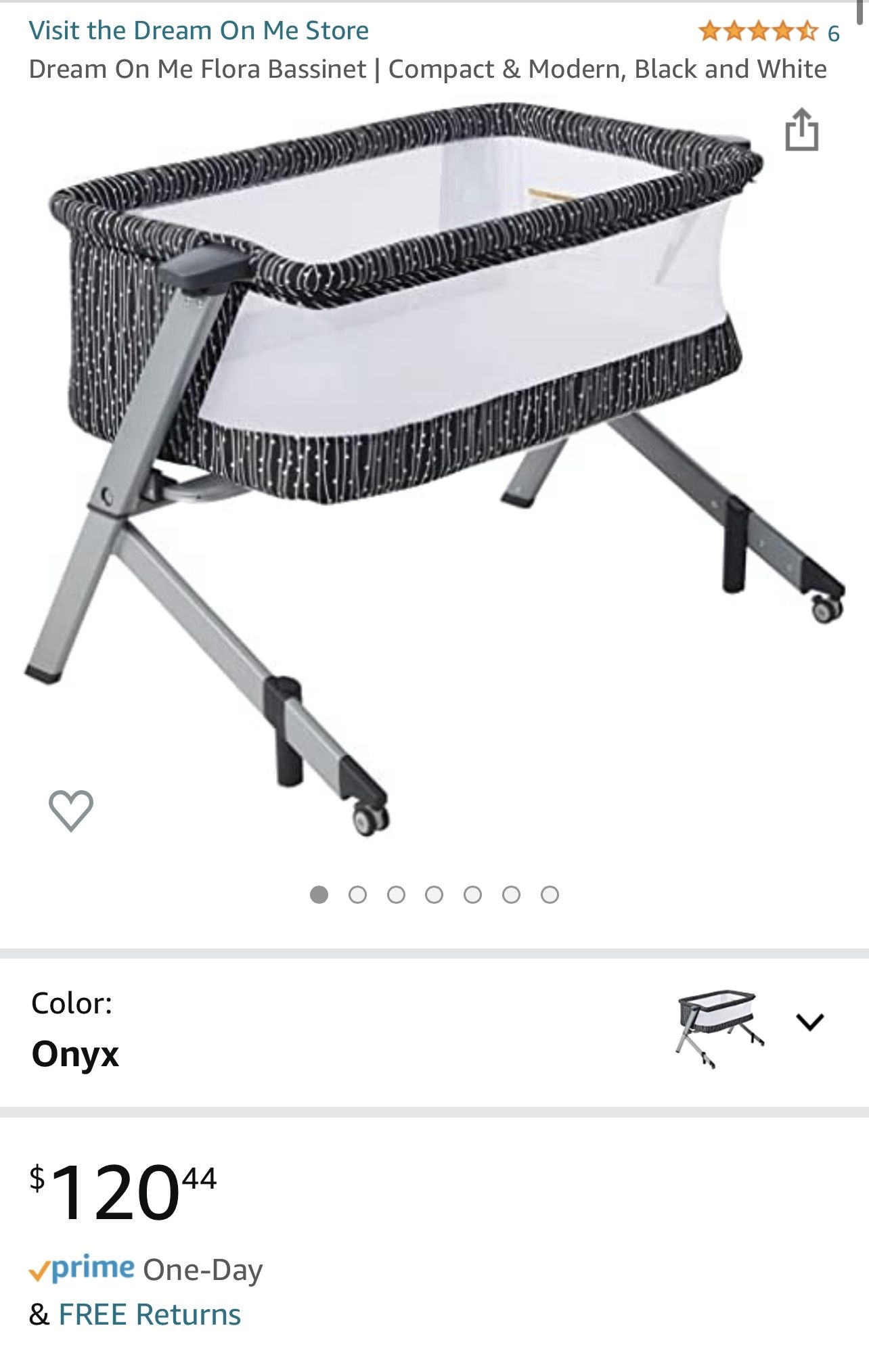 NEW Dream On Me Flora Bassinet Compact Modern, Black and White