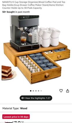 NANXITU K Cup Storage Organizerbb, Wood Coffee Pod and Tea Bag Holder