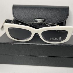 New Prada 14YS Sunglasses 1AB5S0 White Frame Grey Lens, 