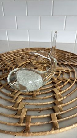 Clear glass whale decor or paperweight with controlled bubbles