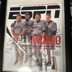 Seattle Mariners Legends Signed ESPN Magazine – Griffey Jr, Ichiro, Edgar & Bret Boone – Framed