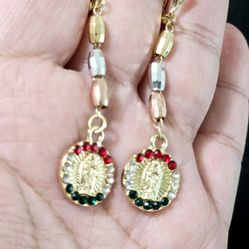 Aretes tricolor laminado en oro 14k. 14k gold plated Tricolor Earrings  