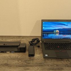 ThinkPad Intel I5, 16gb Ram, 250gb Ssd with Docking Station  and AC adapter 