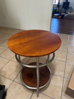 Wood and metal side table