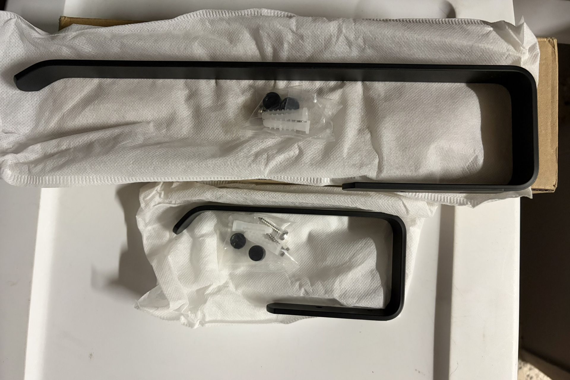 New 2 Pc Matte Black Modern Bathroom Hand And Bath Towel Rack Hanger Set