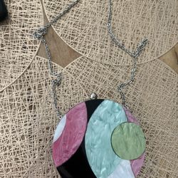 ZARA Round Plastic Bag with Metal Chain