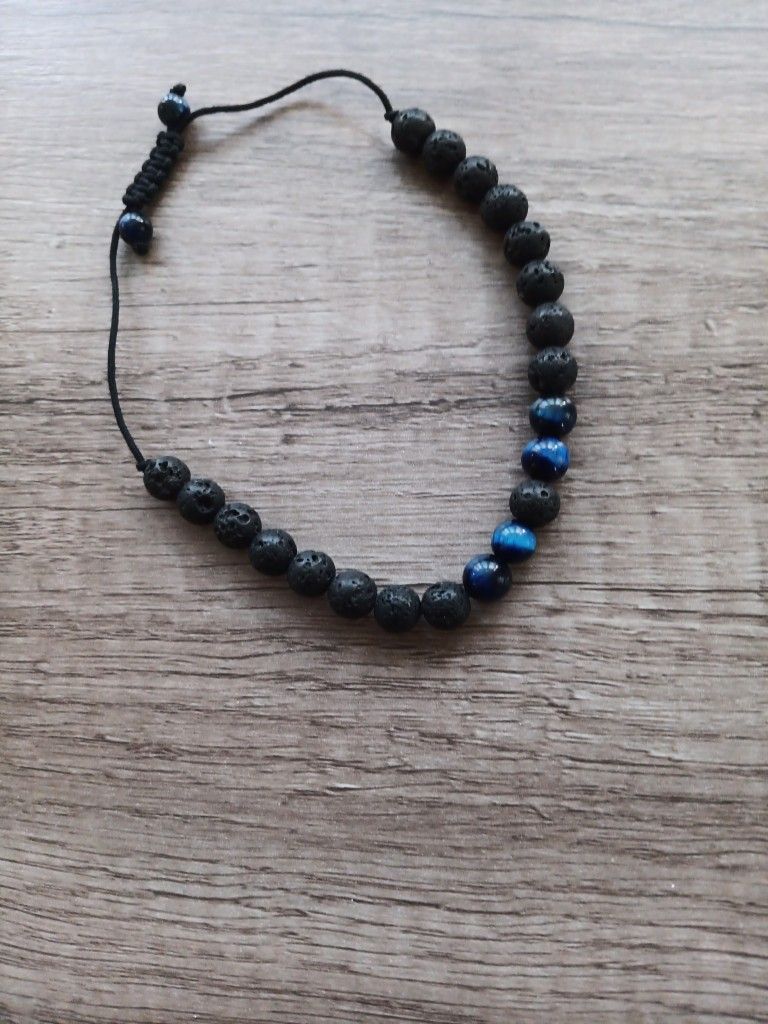 Blue Tiger Eye Lava Stone Bracelet