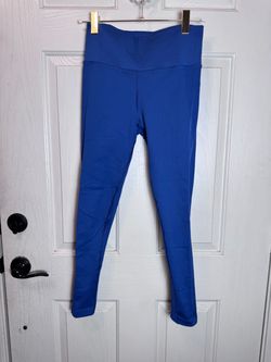 Yoga High-Waist Ribbed Leggings in Blue- Small