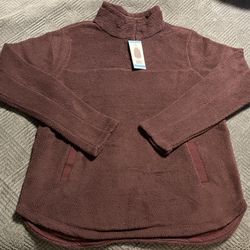 Thread & Supply Sherpa Fleece Pullover Bordeaux Large MSRP:$64 NWT