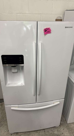 Samsung French Door Fridge – White, Water/Ice Dispenser, Bottom Freezer