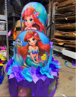 Ariel the little mermaid three tier pinata with balls